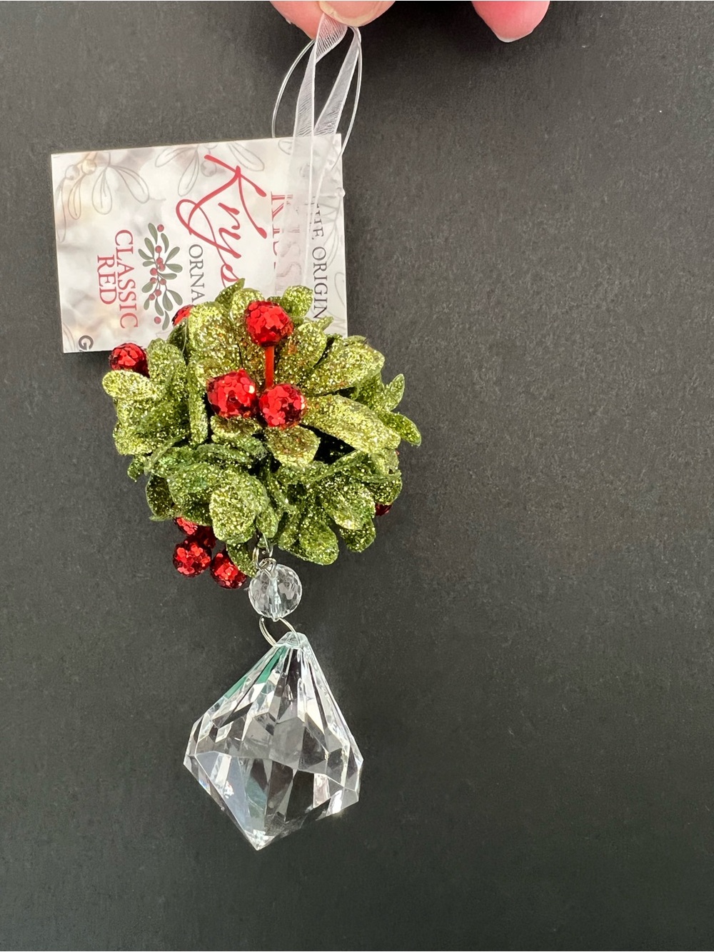 Kissing Krystals Mistletoe & Crystal Jewel Kissball, Sparkly Holiday Decor